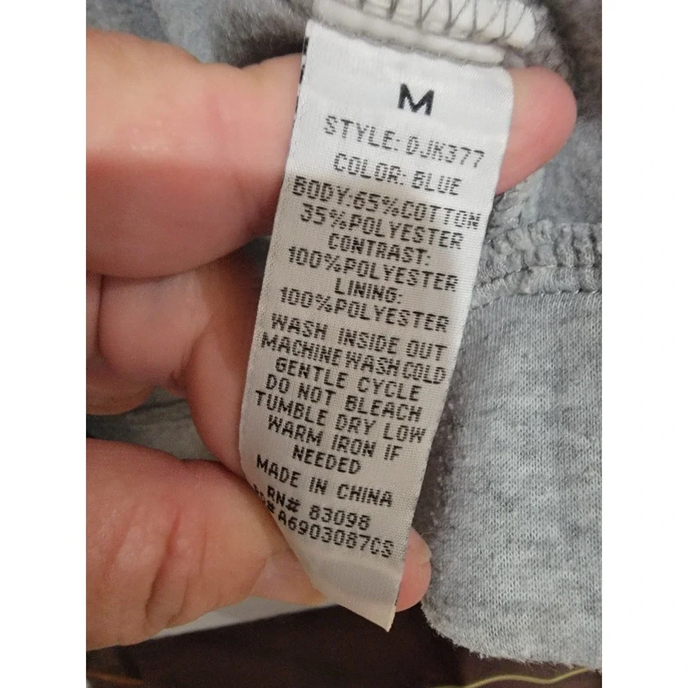 Lovely Bloom Denim Jacket M Blue Cropped Raw Hem Gray Hooded Layered Look Medium